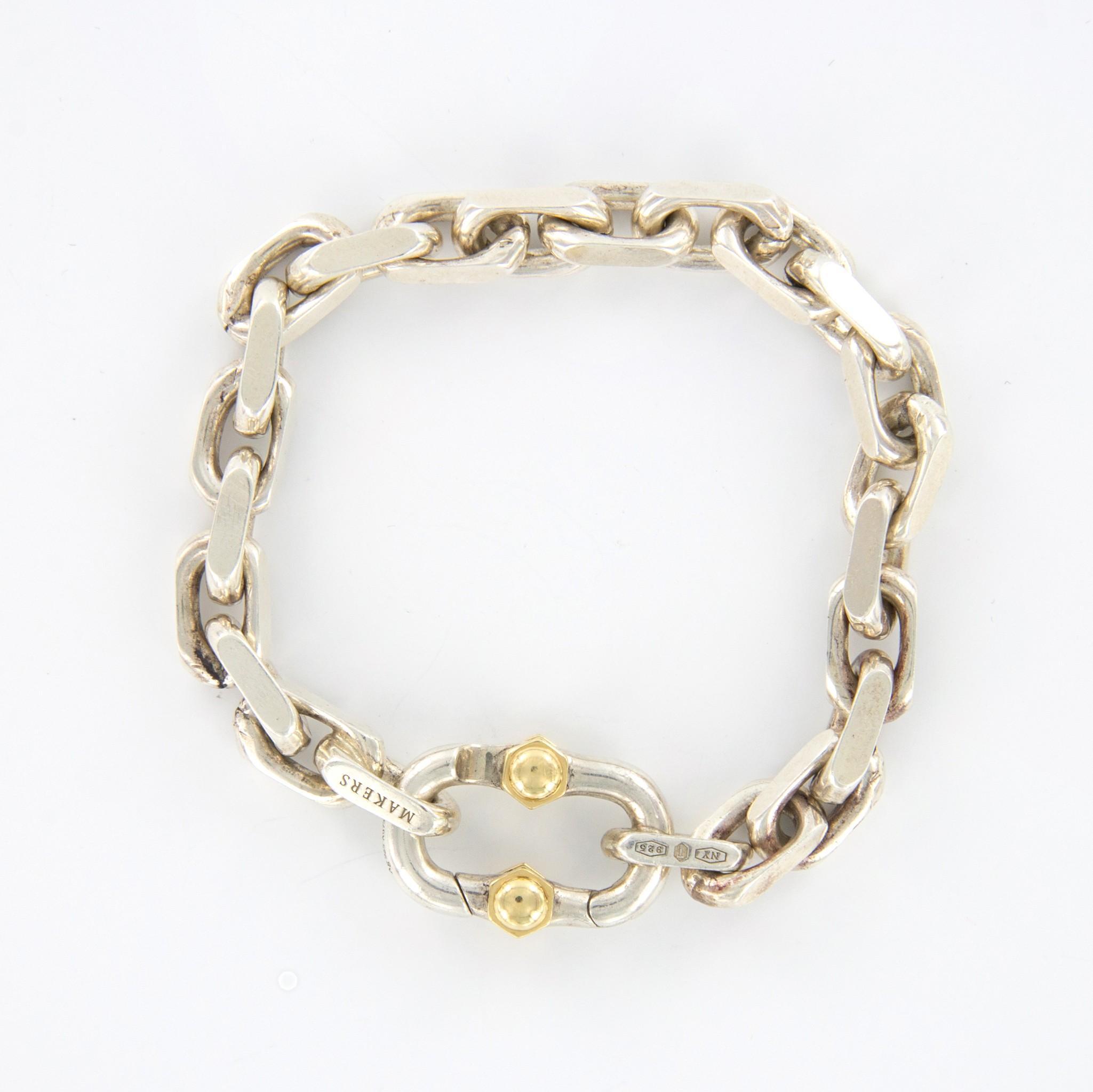 Tiffany & Co Makers Wide Chain Bracelet 18K Gold & Silver sold at